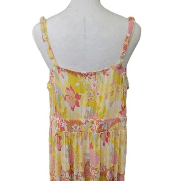 Torrid Midi Super Soft Tiered Dress Women's Plus Size 2x Yellow Floral Summer‎ - Picture 10 of 15